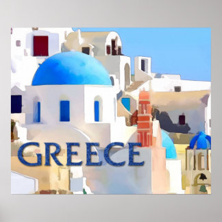 Poster Edifícios brancos cegos na Grécia