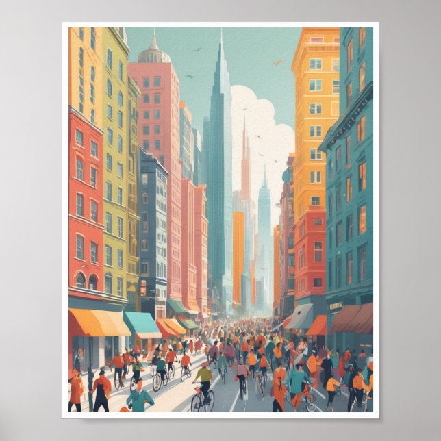 Poster Edifícios coloridos de paisagem urbana ocupados ru (Frente)