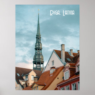 Poster Edifícios históricos no Velho Riga, Letônia