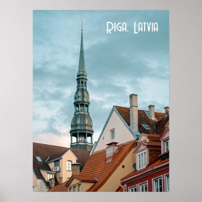 Poster Edifícios históricos no Velho Riga, Letônia (Frente)