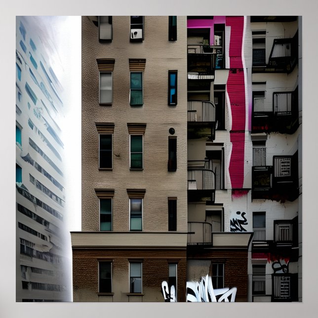 Poster Edifícios municipais abandonados com Grafite (Frente)