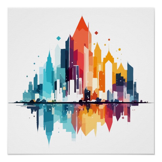 Pôster Edifícios Paisagem Moderna Artesanato da Cidade Vi (Frente)