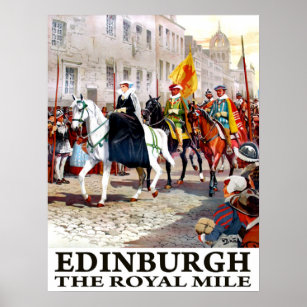 Poster Edimburgo, a milha real, Inglaterra, viagens vinta
