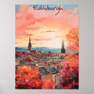 Poster Edimburgo Escócia Viagem Cidade Pintura Estética