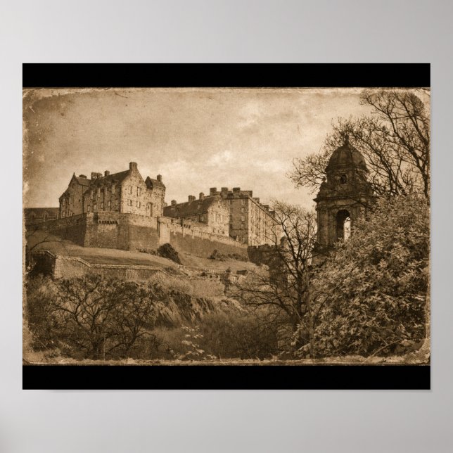 Poster Edinburgh Castle Sepia Photograph (Frente)