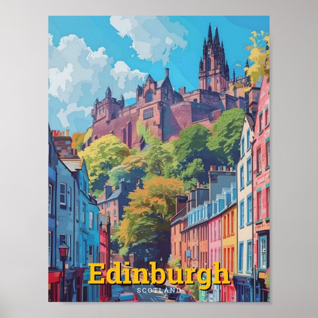 Poster Edinburgh Scotland Art Viagens vintage (Frente)
