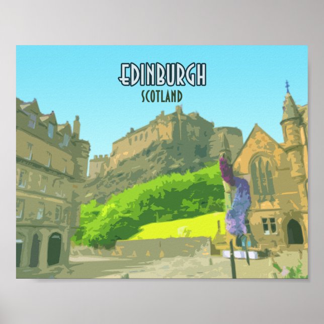 Poster Edinburgh Scotland Castle Reino Unido Vintage (Frente)