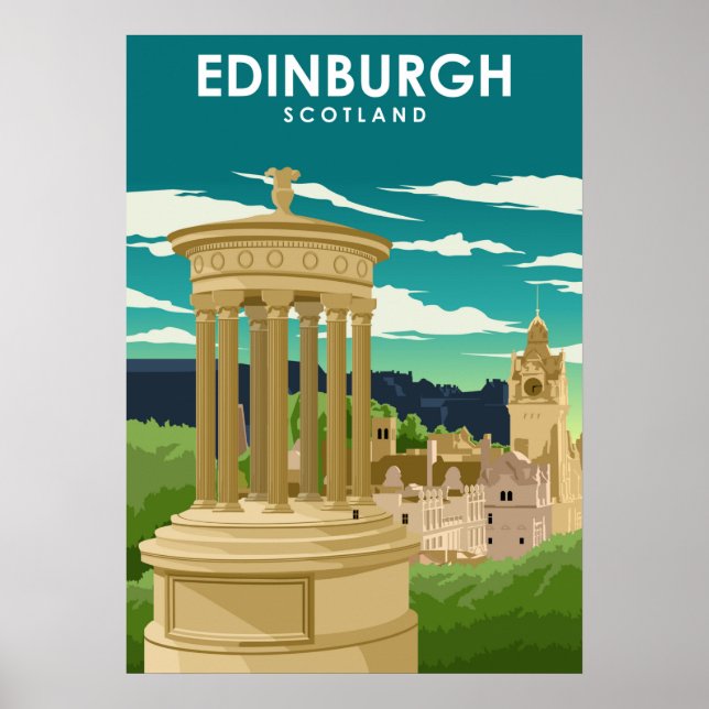 Poster Edinburgh Scotland City Illustration Viagem (Frente)