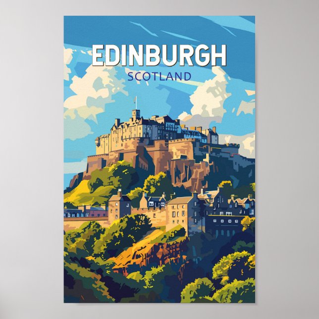 Poster Edinburgh Scotland Viagem Art Vintage (Frente)