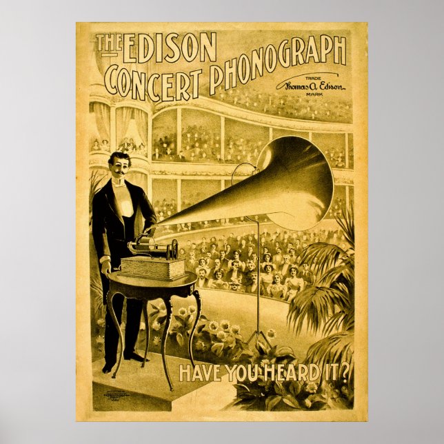Poster Edison Concert Phonograph Vintage Advert (Frente)