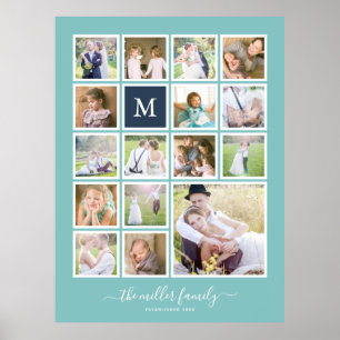 Poster Editable Background Color Monogram Photo Collage