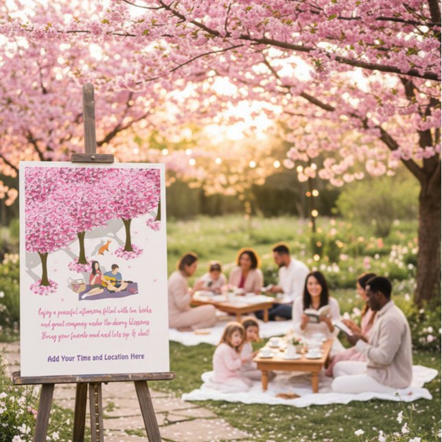 Pôster Editable Cherry Blossom Picnic Poster  (Criador carregado)