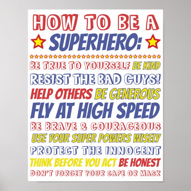 Poster Editable Superhero Print for Kids Room (Frente)