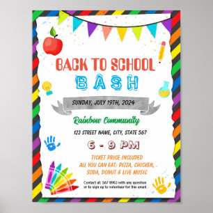 Poster Editável de volta à modelo de bash da escola