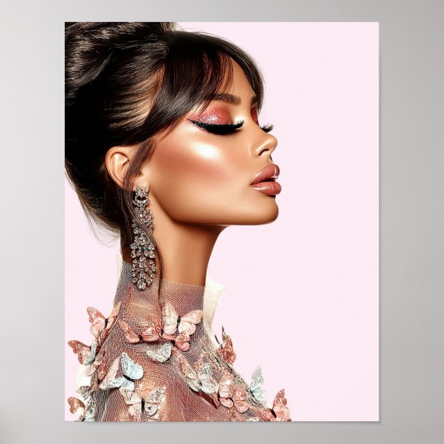 Pôster Editorial de Moda Butterfly Glam em Papel ( (Frente)