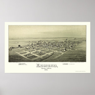 Pôster Edmond, OK Mapa Panorâmico - 1891