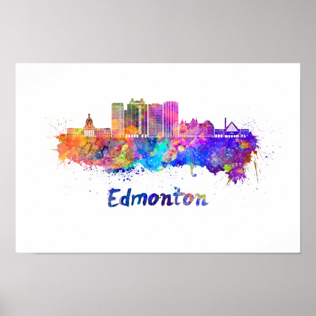 Poster Edmonton V2 skyline in watercolor (Frente)