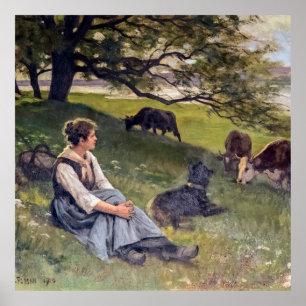Poster Edouard Debat-Ponsan The Cowherd