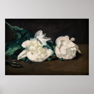 Poster Edouard Manet - Branch of White Peonies, Secateurs