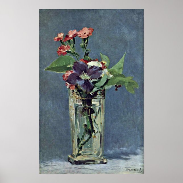 Pôster edouard Manet - Cravos e Clematis (Frente)