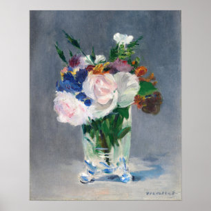 Poster Edouard Manet - Flores em um vaso de cristal
