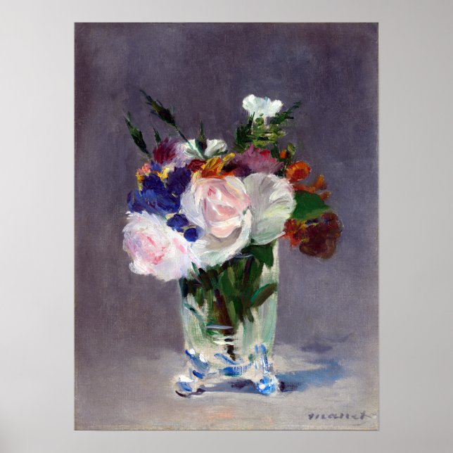 Poster Edouard Manet Flowers em um Vaso Cristal (Frente)