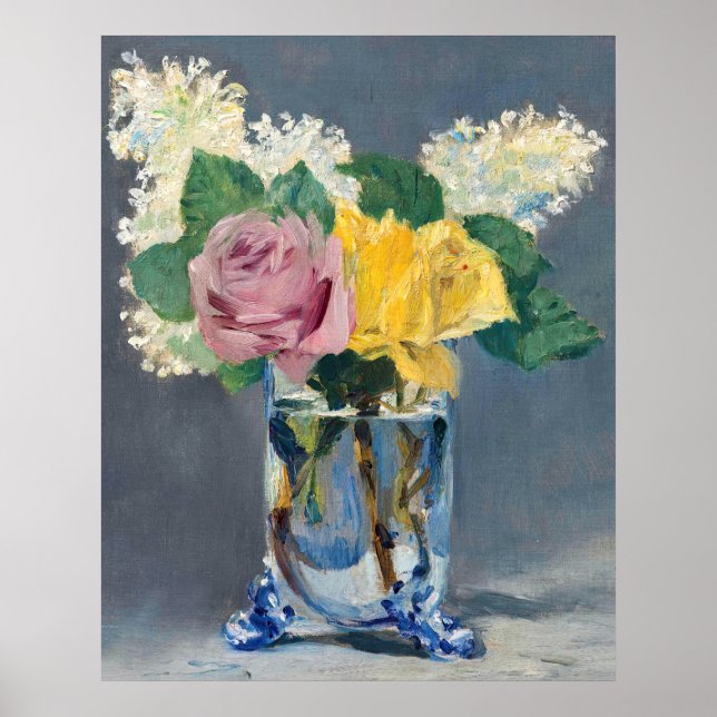 Poster Edouard Manet - Lilacs e Rosas (Frente)
