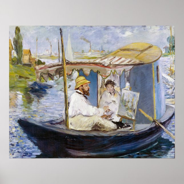 Poster Edouard Manet - Monet em seu barco estúdio (Frente)