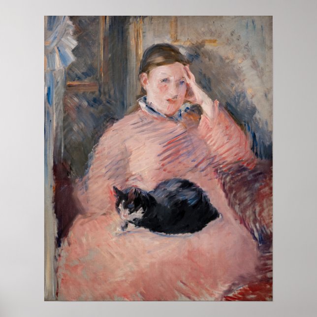 Poster Edouard Manet - Mulher com um Gato (Frente)