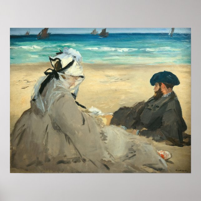 Poster Edouard Manet - Na Praia (Frente)
