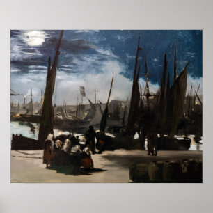 Poster Edouard Manet - O Porto de Boulogne por Moonlight