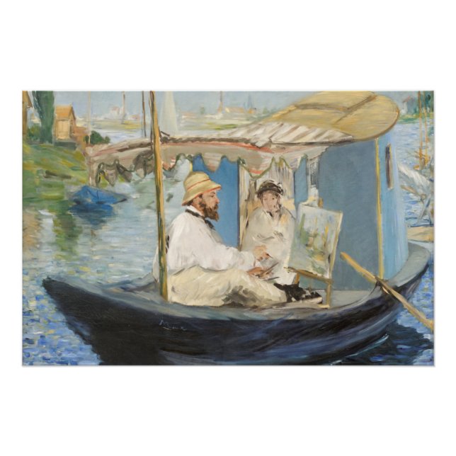 Pôster Edouard Manet - Pintura Monet no Barco Estúdio (Frente)