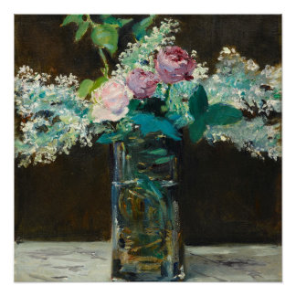 Pôster Edouard Manet Vase de Lilases e Rosas Brancos