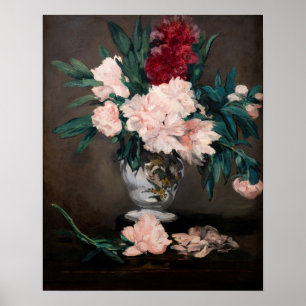 Poster Edouard Manet - Vaso de Peônias em Pequeno Pedesta