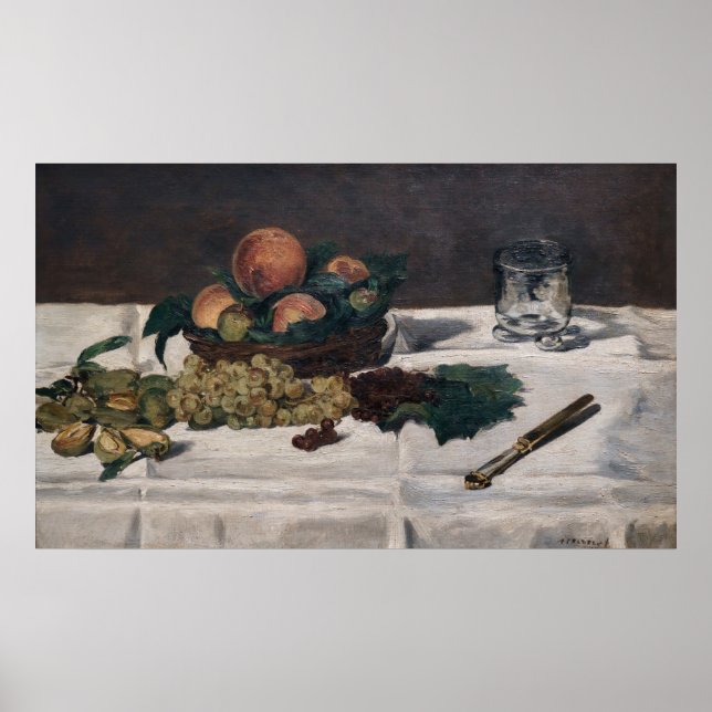 Poster Edouard Manet - Vida estática, Frutas em uma Mesa (Frente)