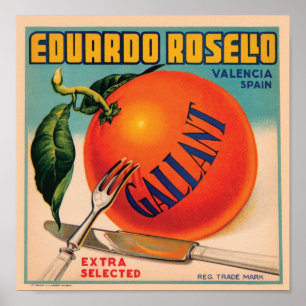 Pôster Eduardo Rosello Valencia Spain VIntage Crate Labe
