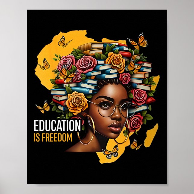 Poster Educação de História Negra é Liberdade Livros Prof (Frente)