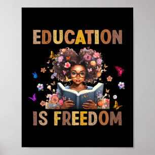 Poster Educação É Liberdade Menina Negra Livros História