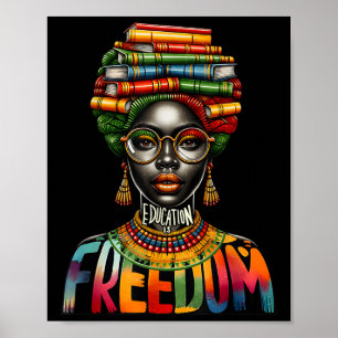 Poster Educação É Liberdade Menina Negra Livros História