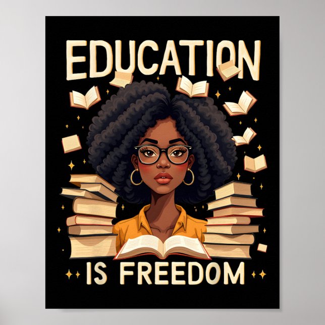 Poster Educação é liberdade - professor africano-american (Frente)