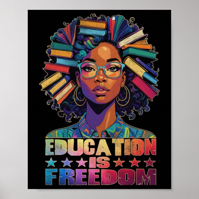 Poster Educação é Liberdade, professor negro ganha preto (Frente)