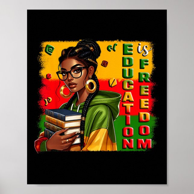 Poster Educação É Liberdade Professor Negro Livros Histór (Frente)