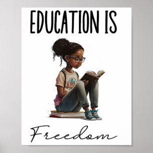 Poster Educação É Liberdade Professor Negro Livros Histór