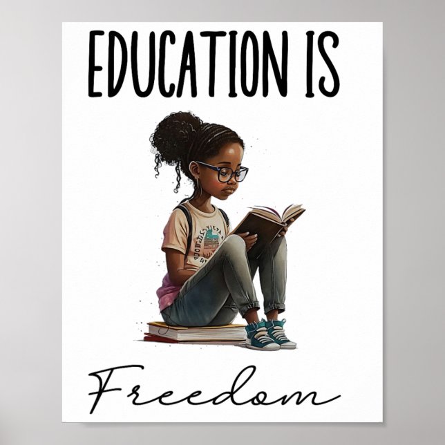 Poster Educação É Liberdade Professor Negro Livros Histór (Frente)