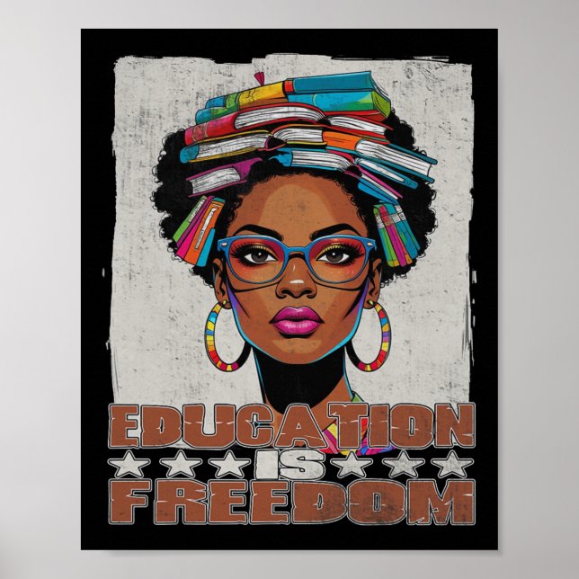 Poster Educação É Liberdade Professor Negro Livros Histór (Frente)