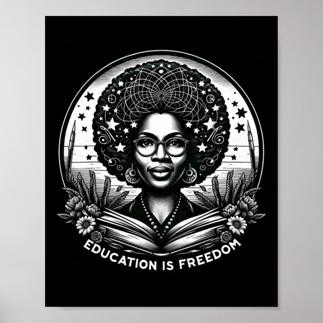 Poster Educação É Liberdade Professor Negro Livros Histór (Frente)