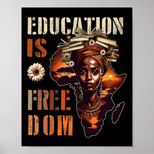 Poster Educação É Liberdade Professor Negro Livros Histór