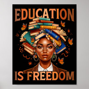 Poster Educação é liberdade professor negro livros preto