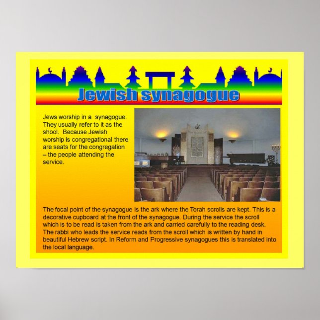 Poster Educação, Religião, sinagoga judaica (Frente)