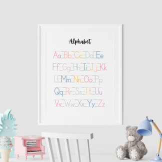 Poster educacional de Alfabeto Manuscrito Colorido